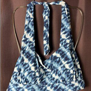 Lands' End Women's L, L/L Chlorine Resistant Square Neck Halter Bikini Top   Ple